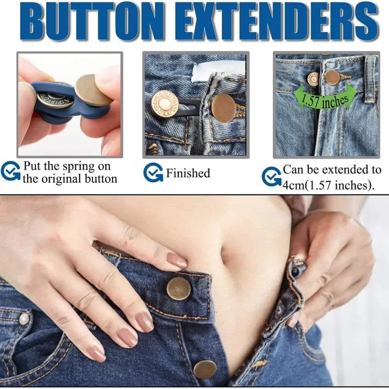 4pcs Metal Button Waistband Extenders for Jeans and Pants