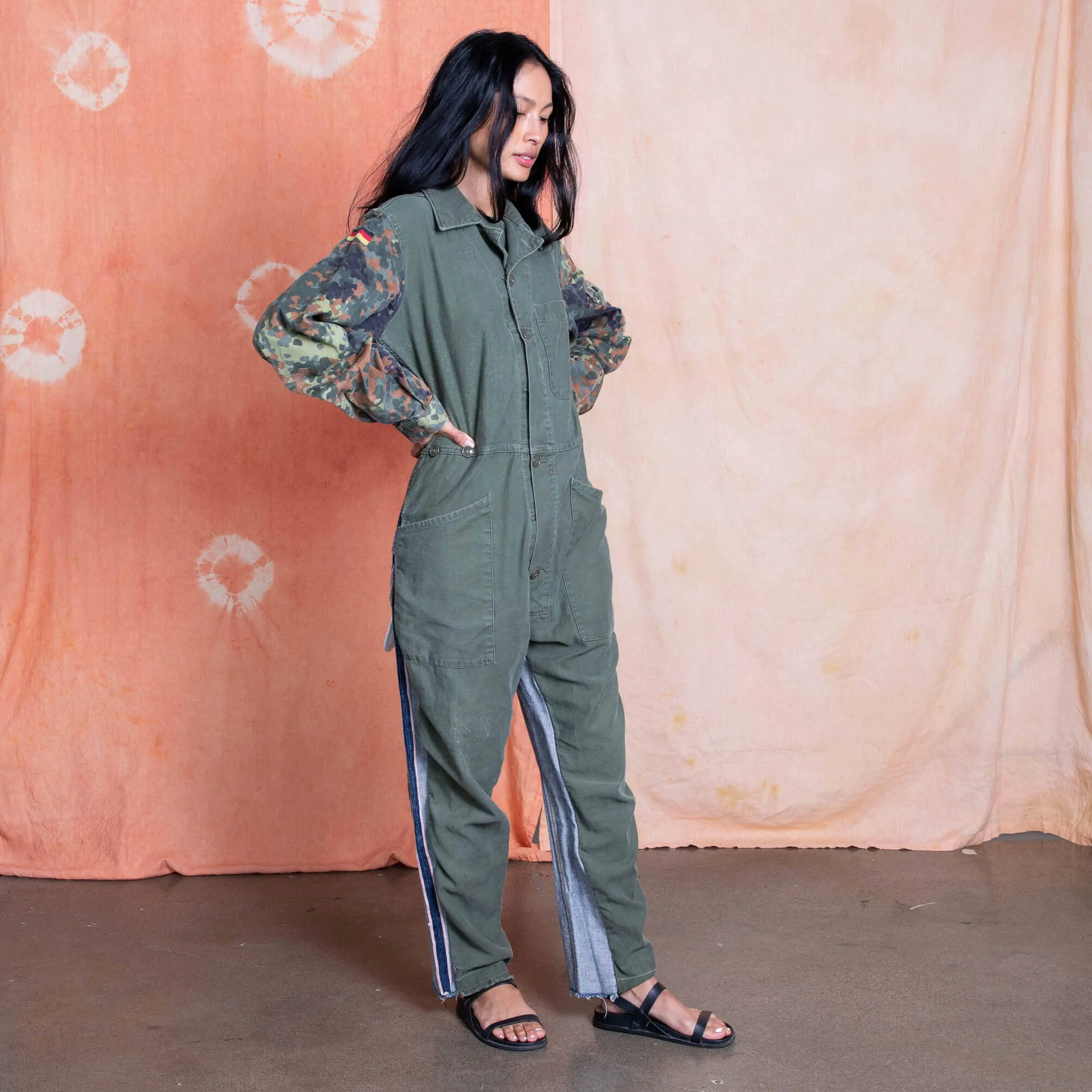 Army   Selvedge Denim Reworked Jumpsuit