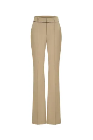 Beatrix Straight Front Zipper Twill Floor Length Pants