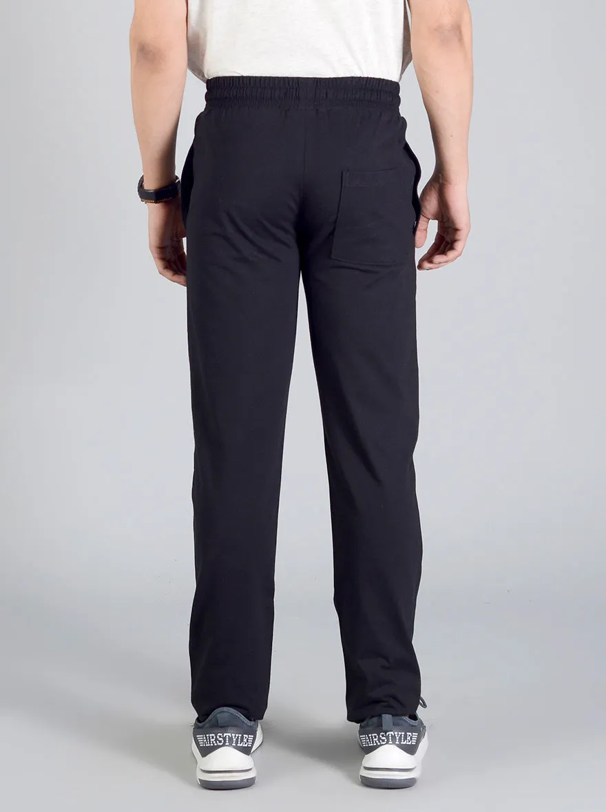 Black Solid Regular Fit Track Pants | JadeBlue