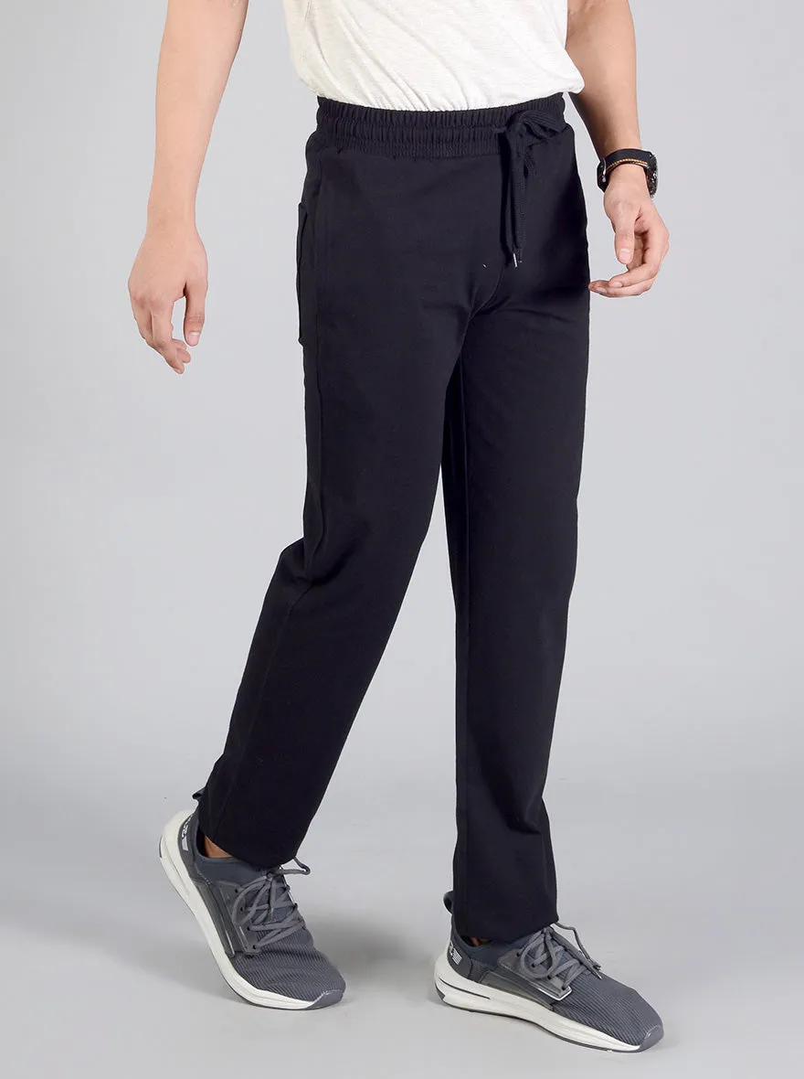 Black Solid Regular Fit Track Pants | JadeBlue