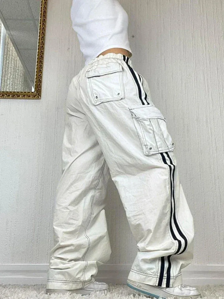 Cargo Track Pants Women Baggy Wide Leg Oversized Streetwear Y2k Retro Pants