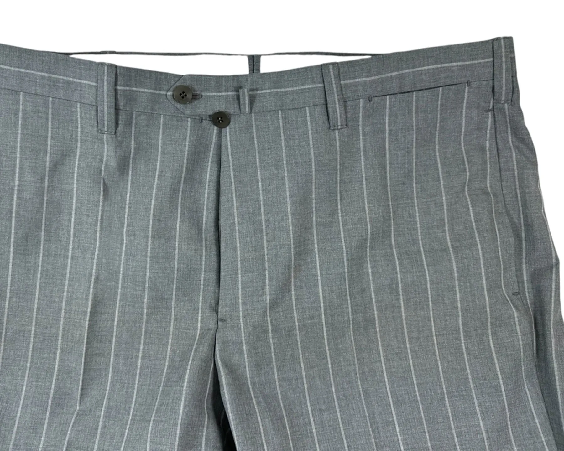 Cesare Attolini Suit Gray Stripes Peak Lapel EU 44/ US 34