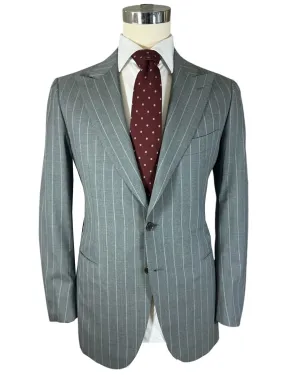 Cesare Attolini Suit Gray Stripes Peak Lapel EU 44/ US 34