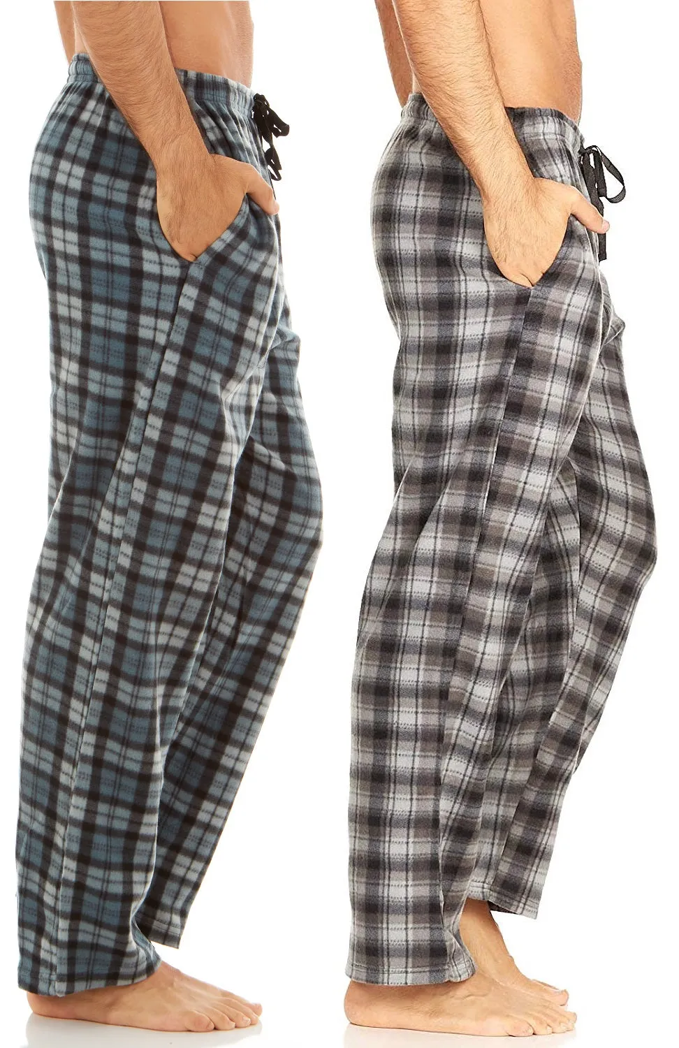 DARESAY Men Pajama Pants - Men's Microfleece Nighty Multipack PJ Pants with Pockets, Sleepwear or Lounge Pants for Men