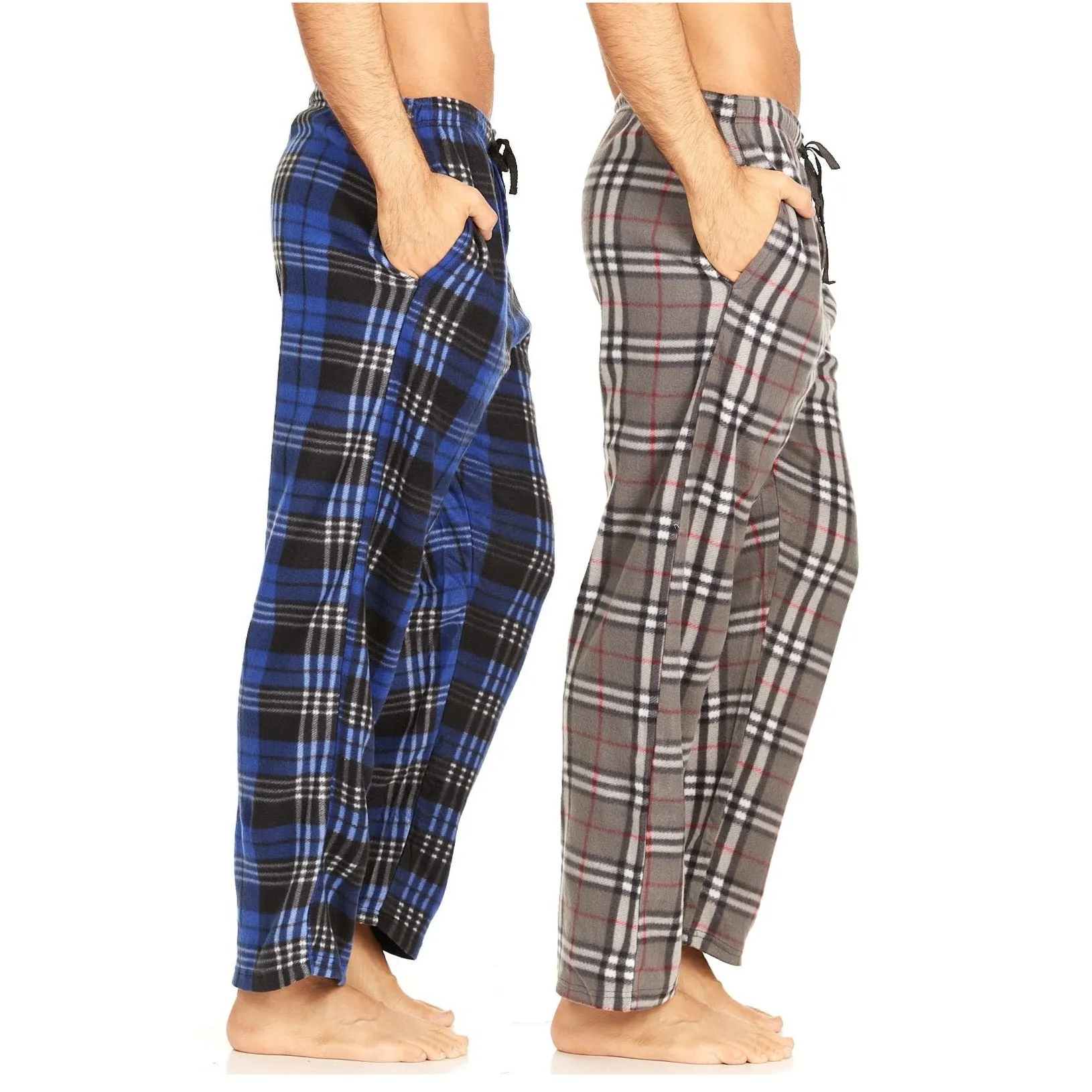 DARESAY Men Pajama Pants - Men's Microfleece Nighty Multipack PJ Pants with Pockets, Sleepwear or Lounge Pants for Men