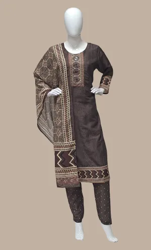 Deep Brown Embroidered Punjabi