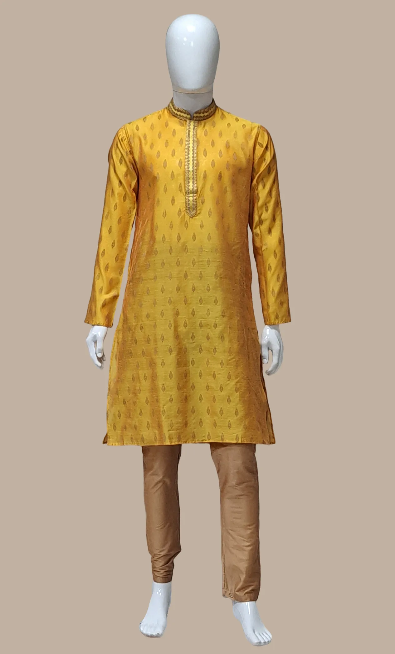 Deep Mustard Embroidered Kurta Set