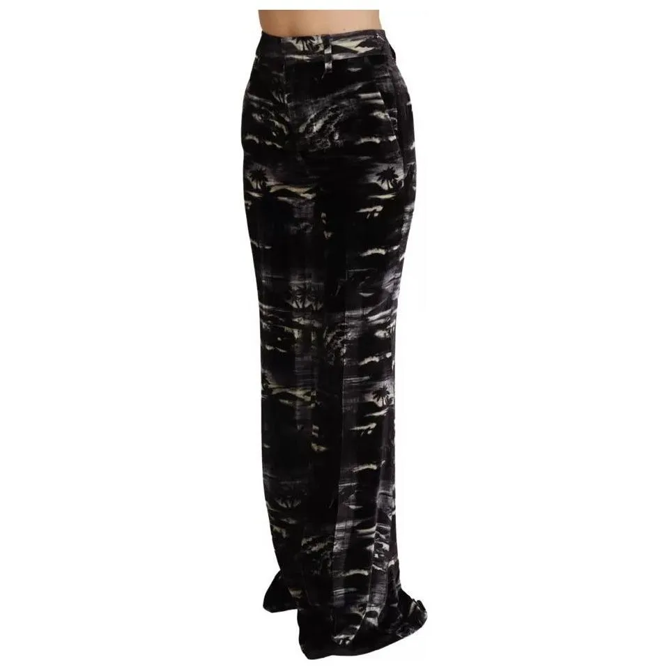 Dsquared² Black Printed High Waist Super Flare Pants