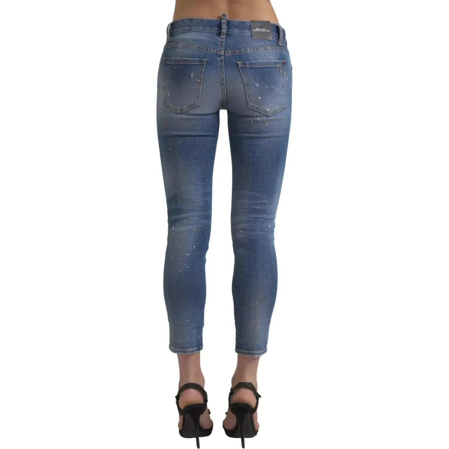 Dsquared² Blue Mid Waist Cropped Twiggy Denim Jeans