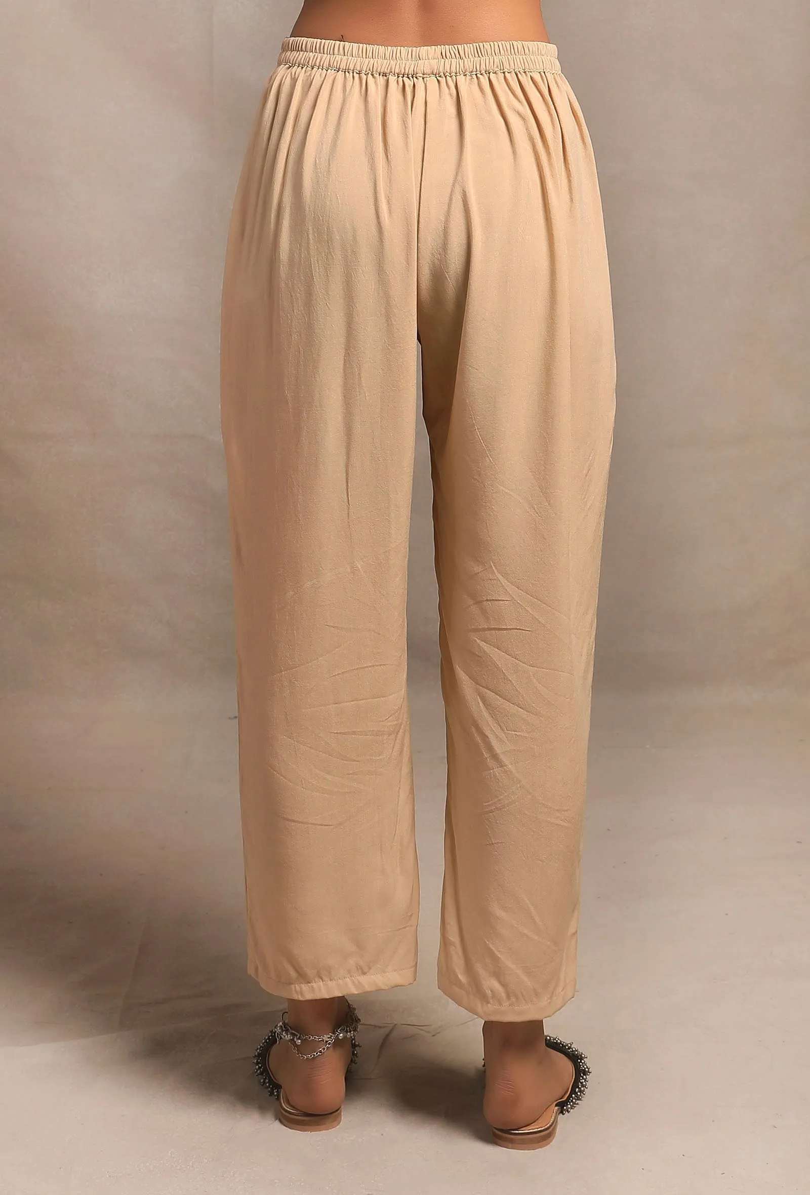 Ecru Straight Fit Narrow Pants