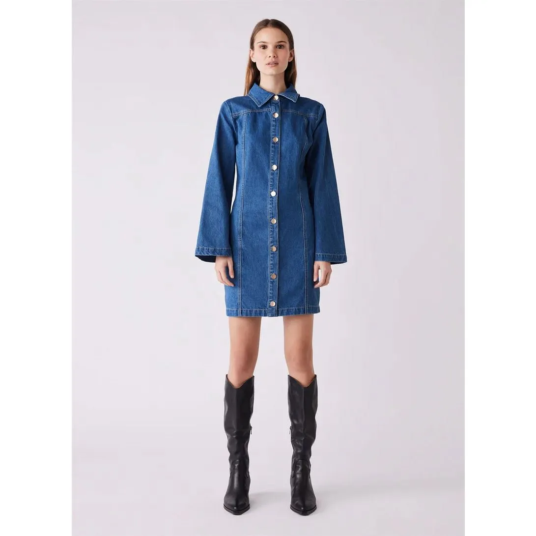 Esmaee Unhidden Denim Dress - Blue Denim