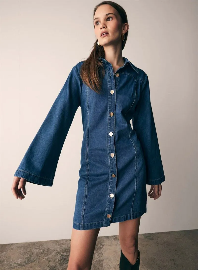 Esmaee Unhidden Denim Dress - Blue Denim