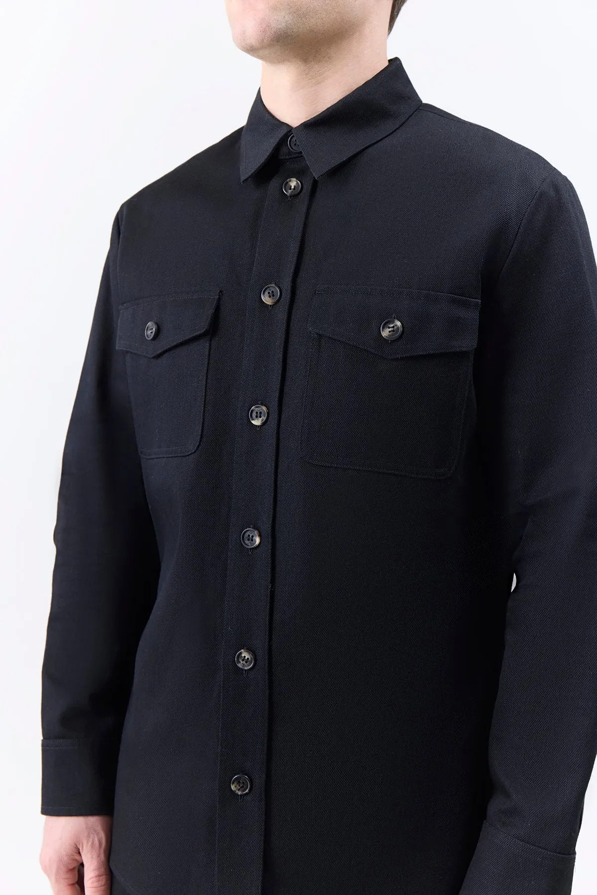 Everly Overshirt in Black Organic Cotton