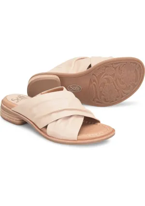 Fallon Leather Slide With Wide Crossover Straps - Tapioca Grey