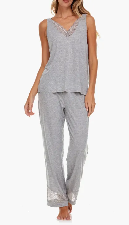 Franny Pant Set In Heather Grey - Flora Nikrooz