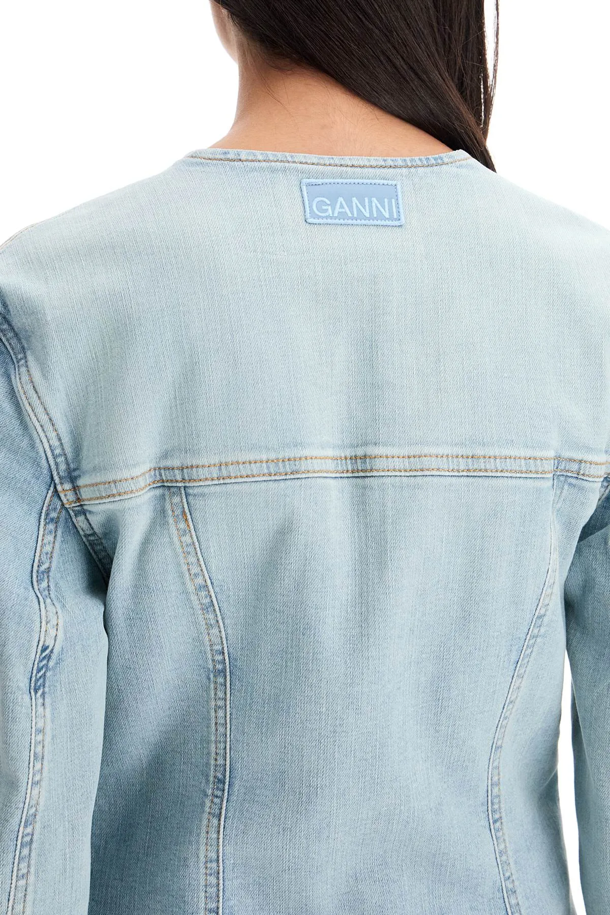 GANNI slim fit denim stretch blazer for a