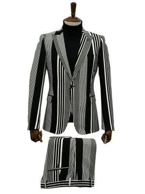 Giovanni Testi 1 Button Peak Lapel suit GTRVL1P-2751  BLK/WHITE