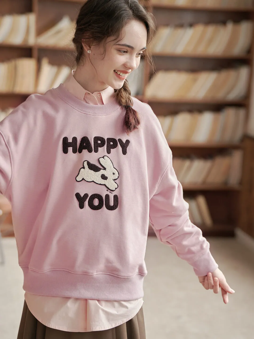 Happy to You Rabbit Graphic Hoodie