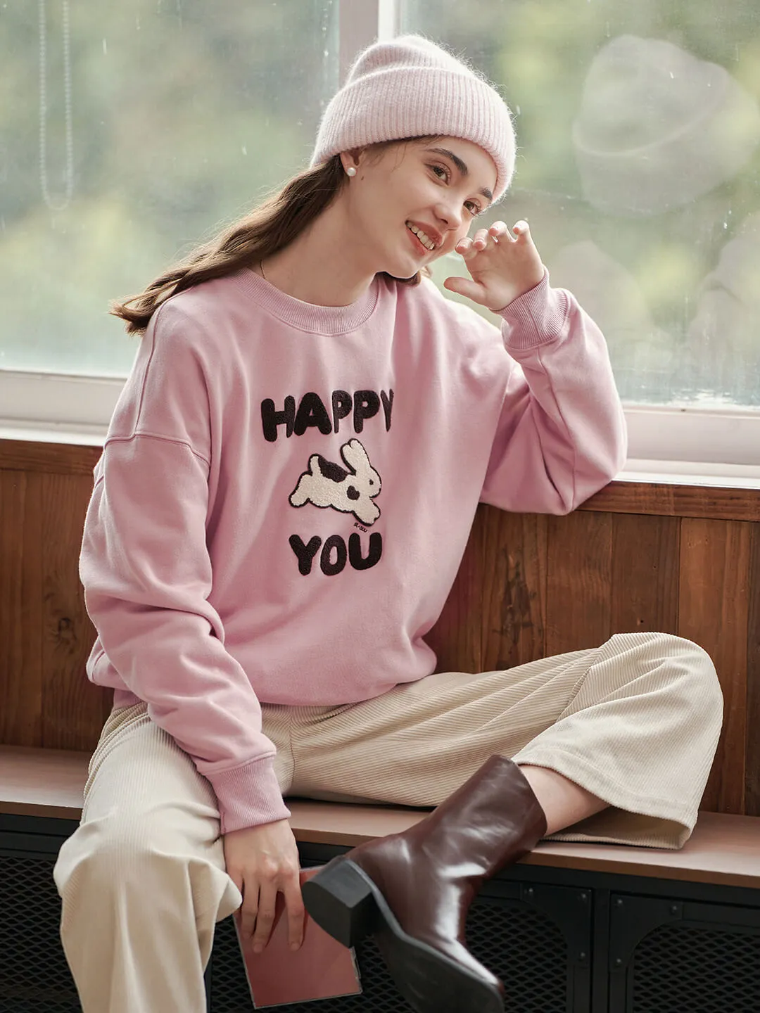 Happy to You Rabbit Graphic Hoodie