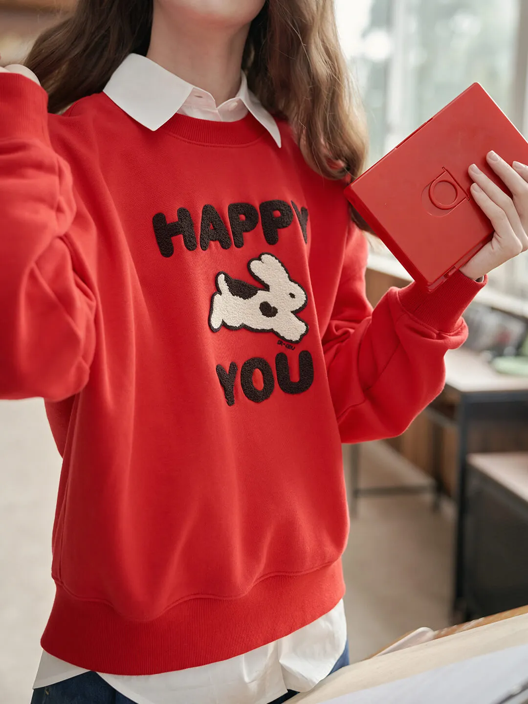 Happy to You Rabbit Graphic Hoodie