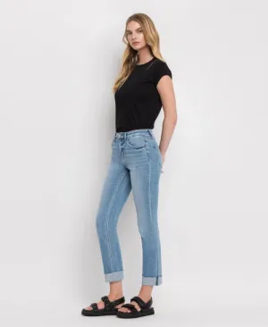 Lawrence Mid Rise Crop Slim Straight Denim