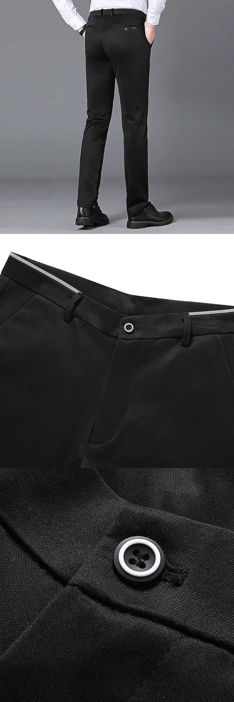 Men's Fashion Long Pants. Suit Pants Male Elastic Straight Formal Trousers.