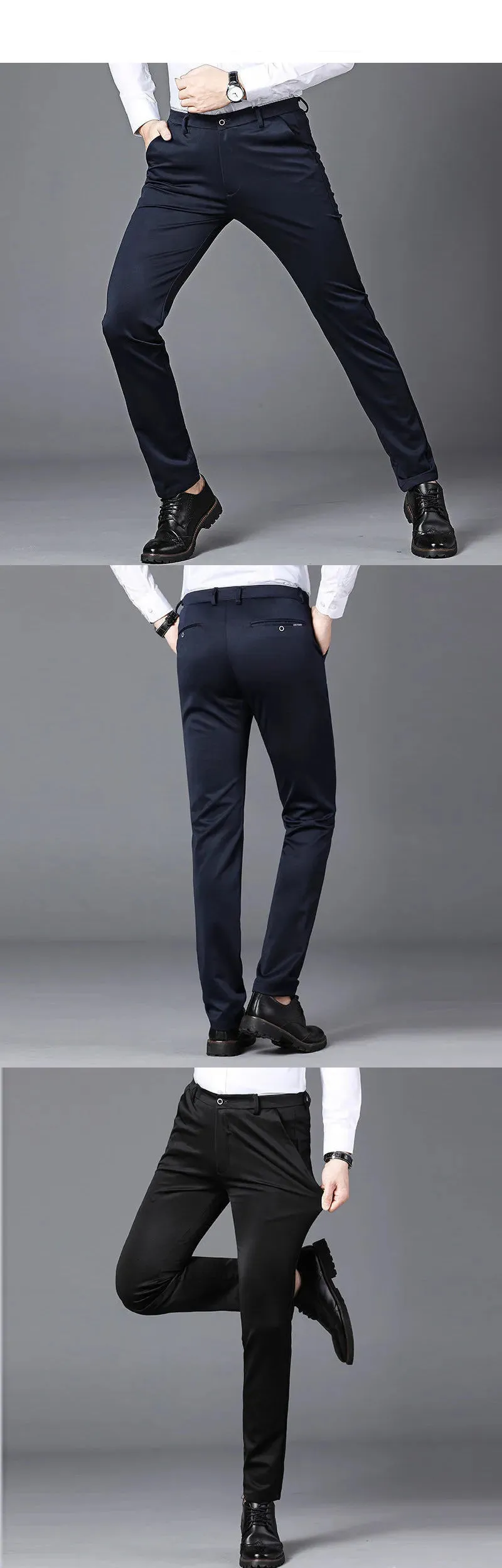 Men's Fashion Long Pants. Suit Pants Male Elastic Straight Formal Trousers.