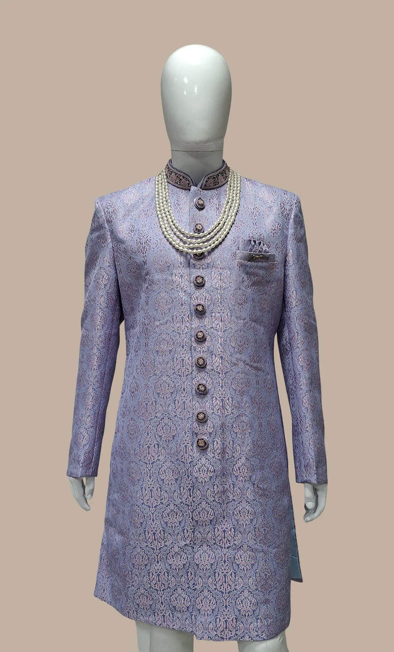 Mens Lavender Sherwani Set