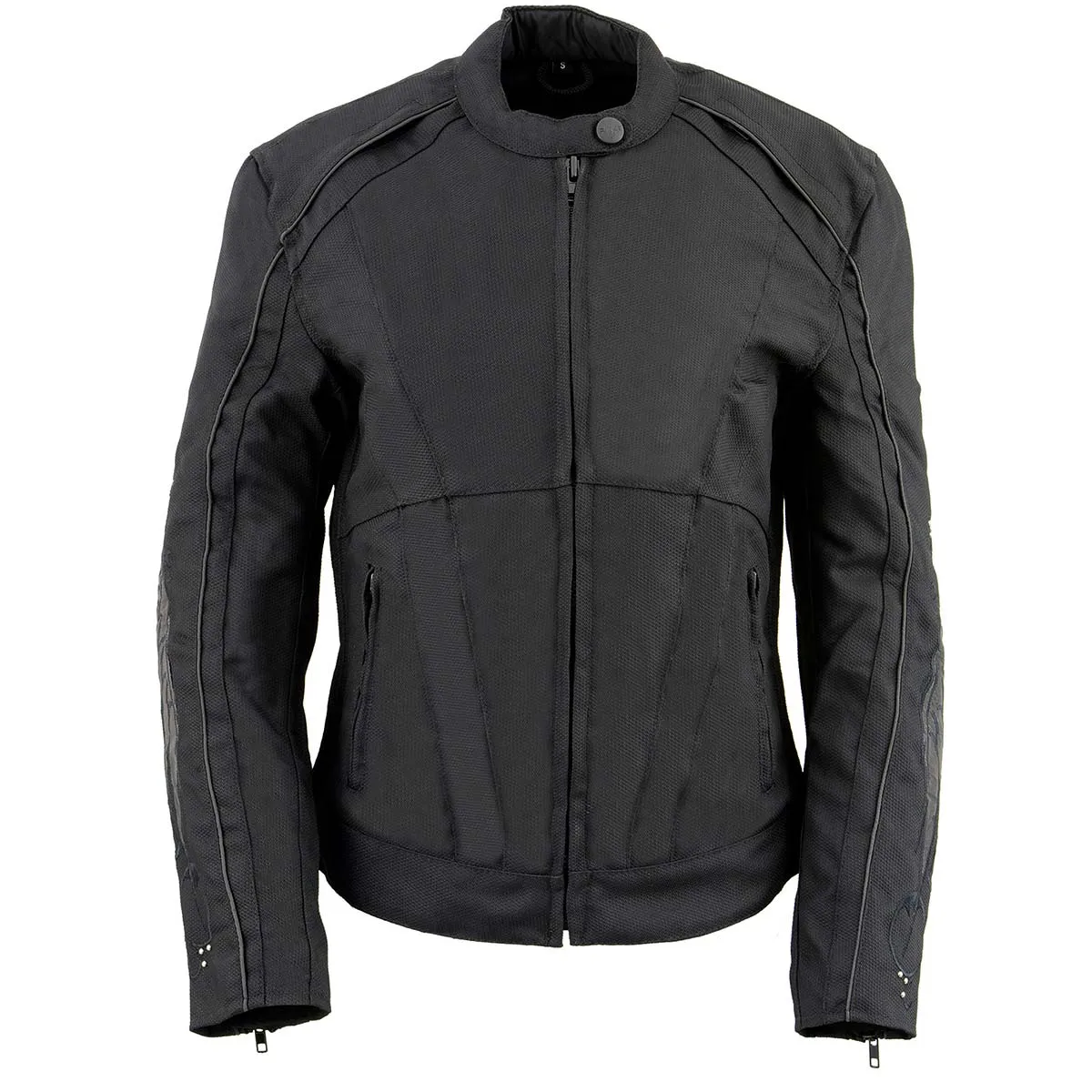 Milwaukee Leather SH1954 Women's Black Textile Jacket with Stud and