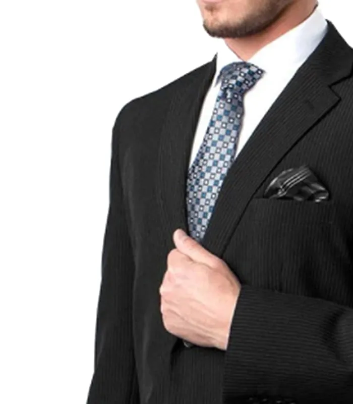 Modern Fit Black Striped Men's Suit