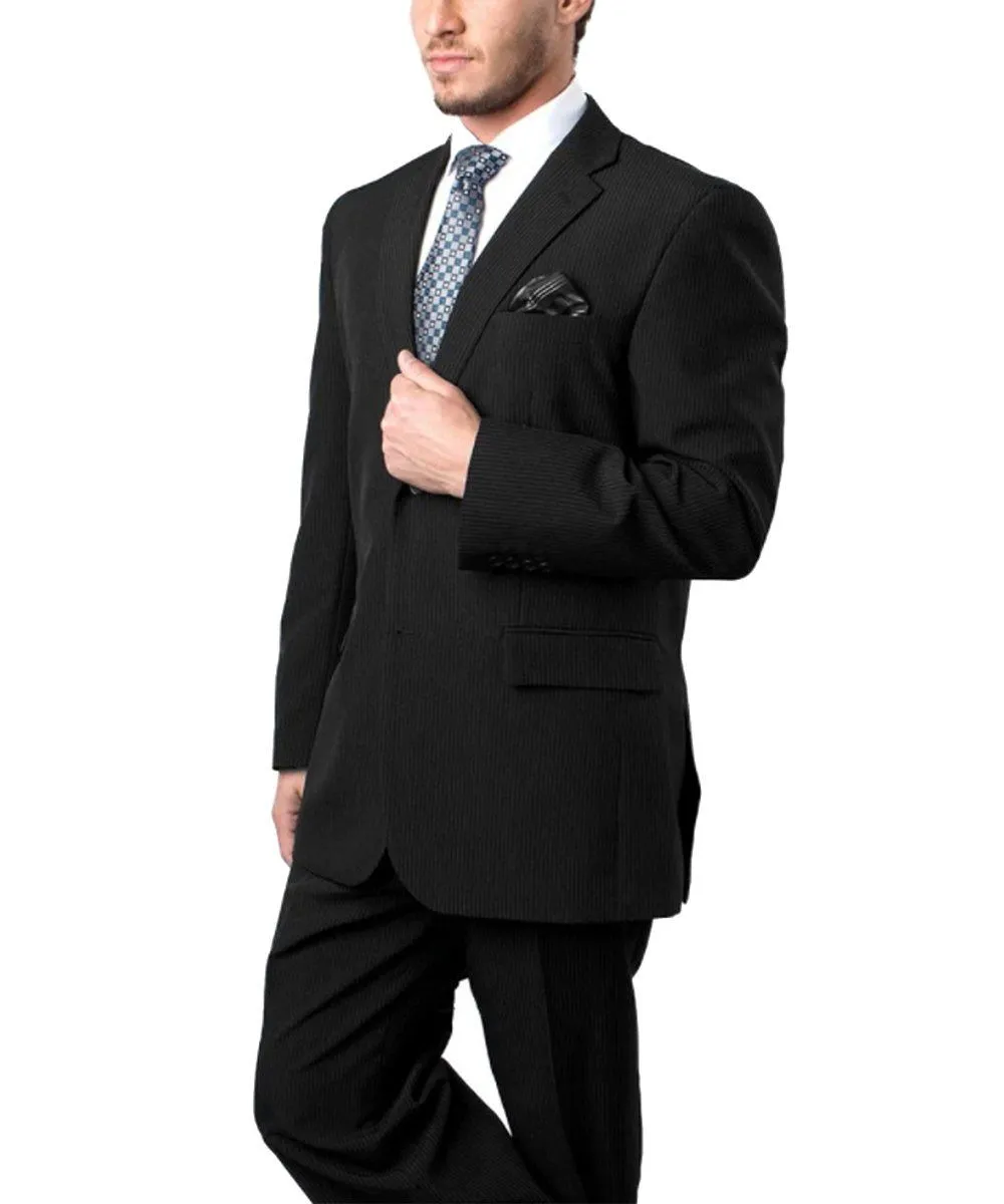 Modern Fit Black Striped Men's Suit