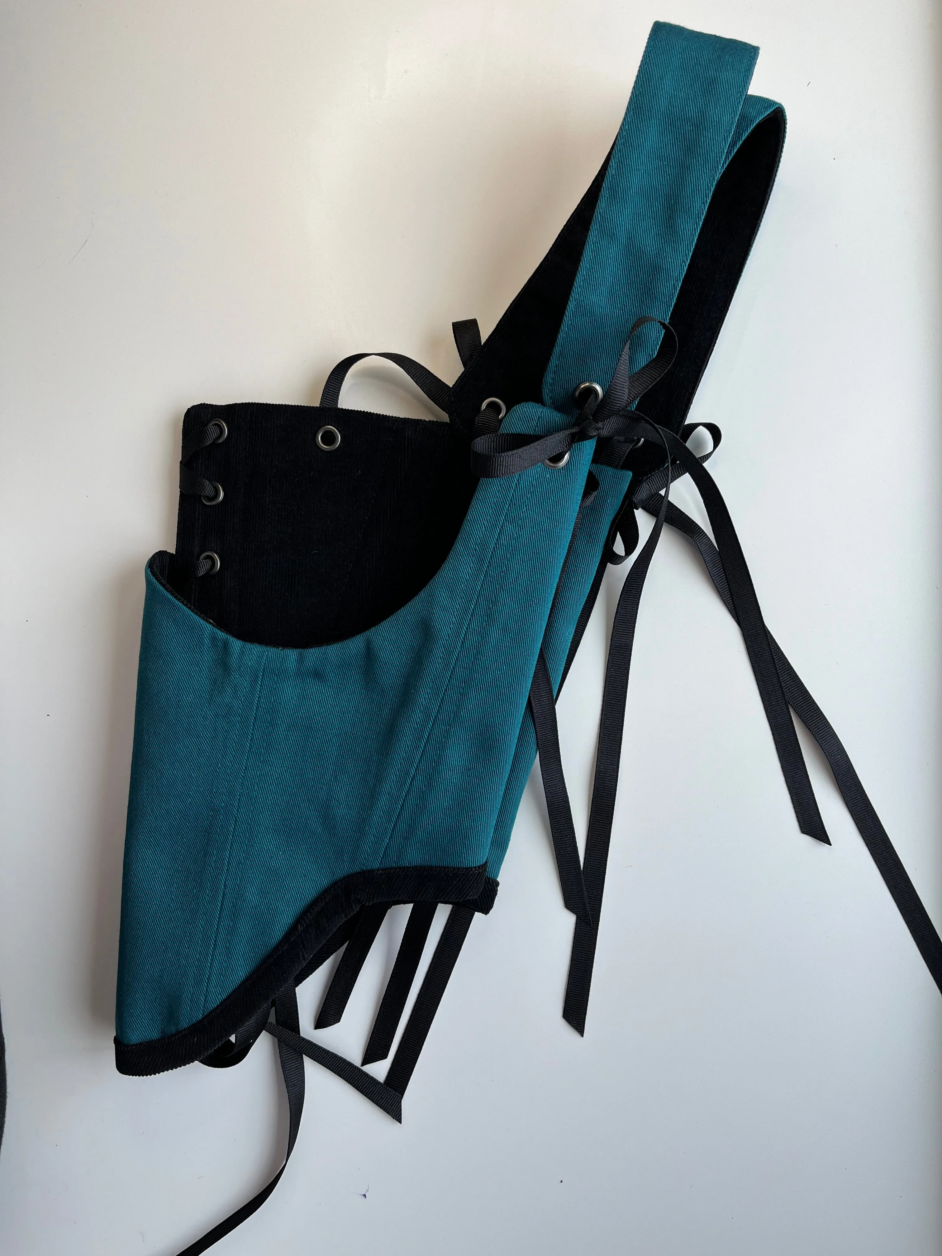 ✨Order for Livia✨Reversible black corduroy /  teal underbust corsage