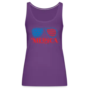 Patriotic Shades of 'Merica: Premium Women's Tank Top with Flag-Inspired Sunglasses