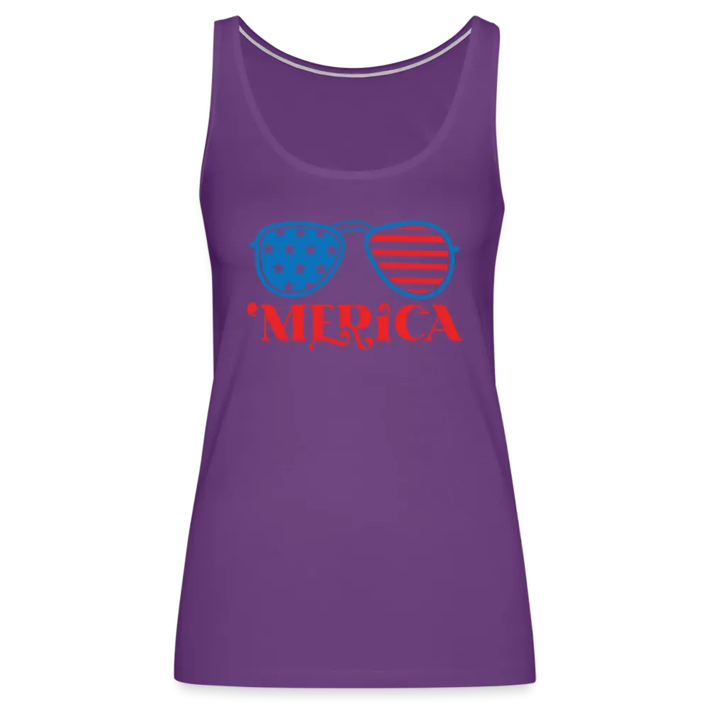 Patriotic Shades of 'Merica: Premium Women's Tank Top with Flag-Inspired Sunglasses