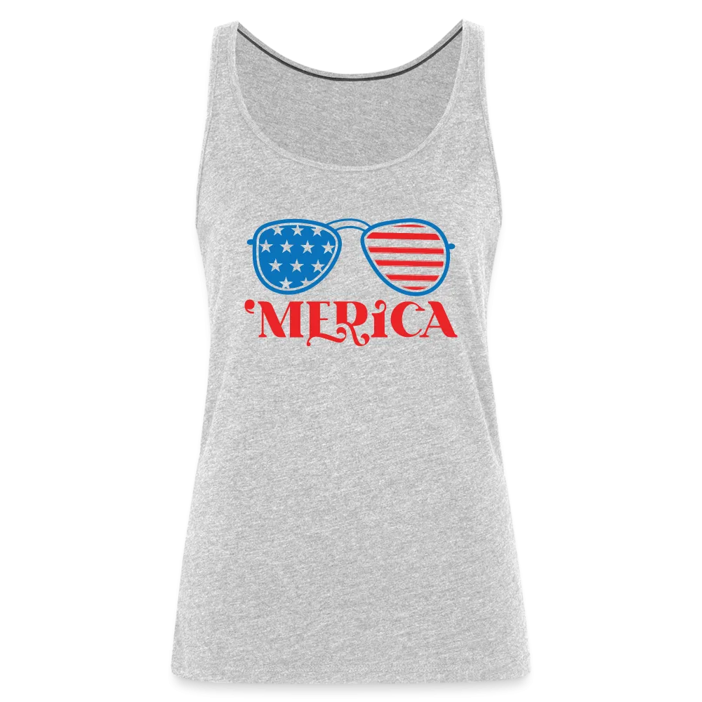 Patriotic Shades of 'Merica: Premium Women's Tank Top with Flag-Inspired Sunglasses