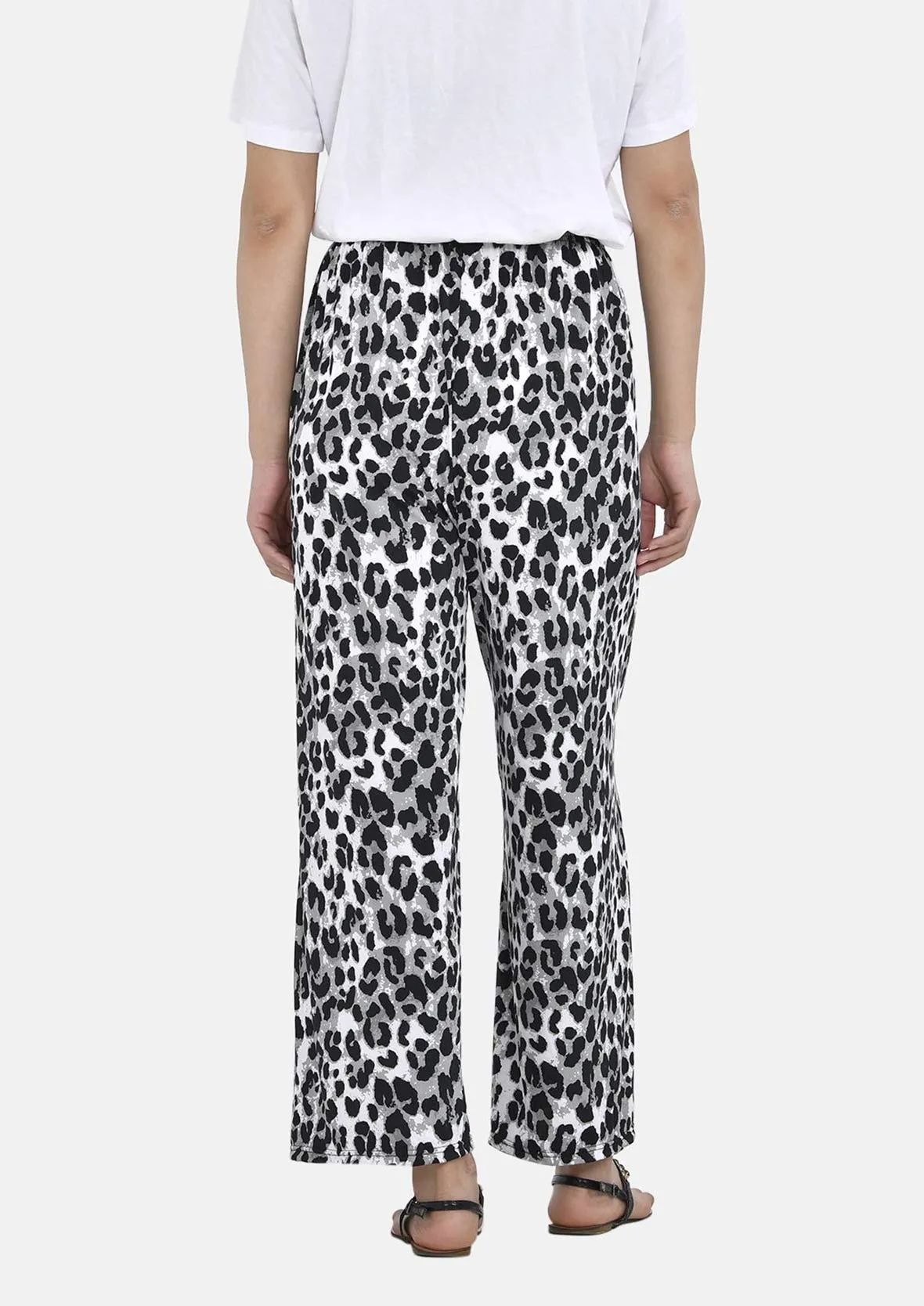 Relaxed Fit Printed Wide Leg Trousers