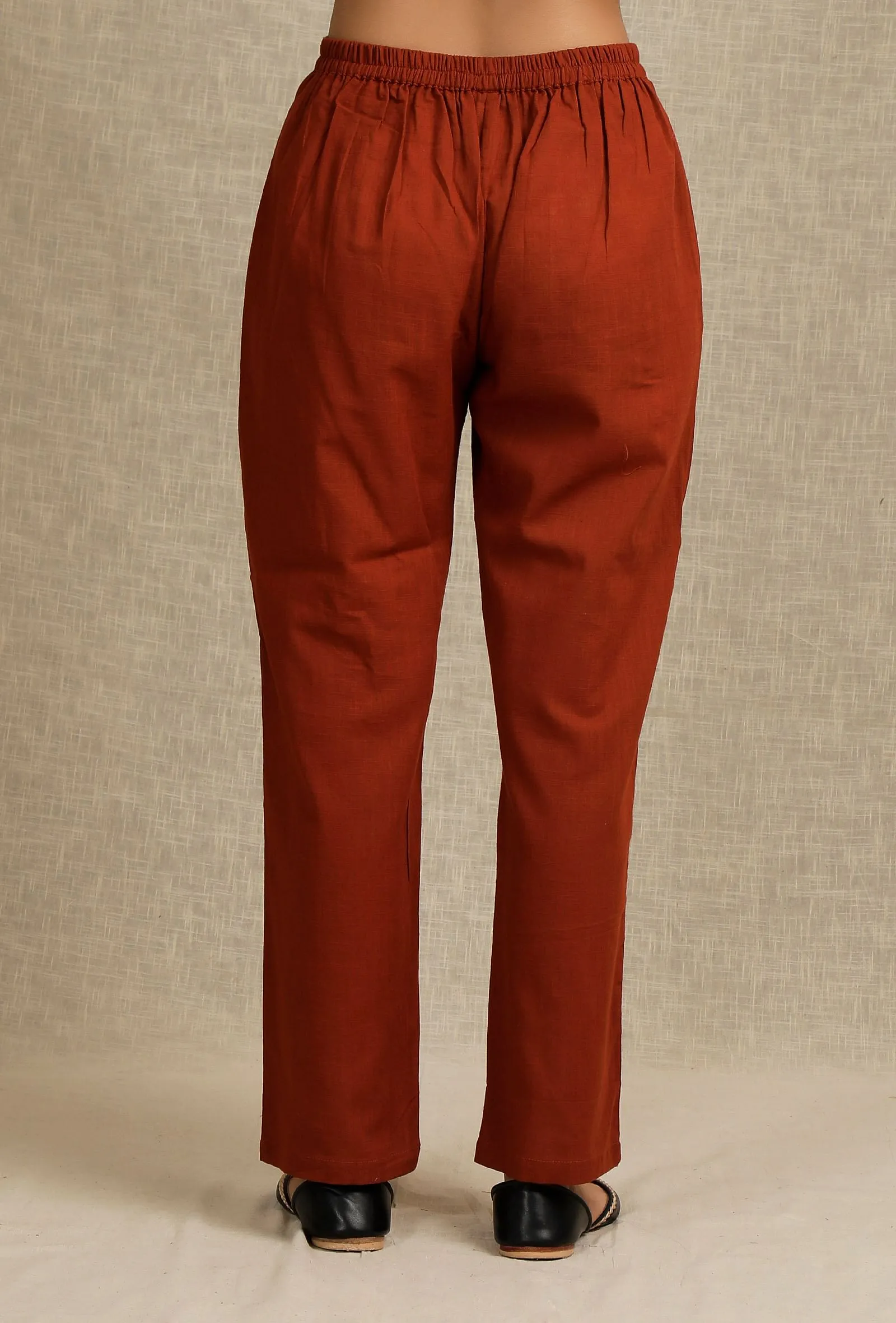 Solid Rust Straight Fit Narrow Pants