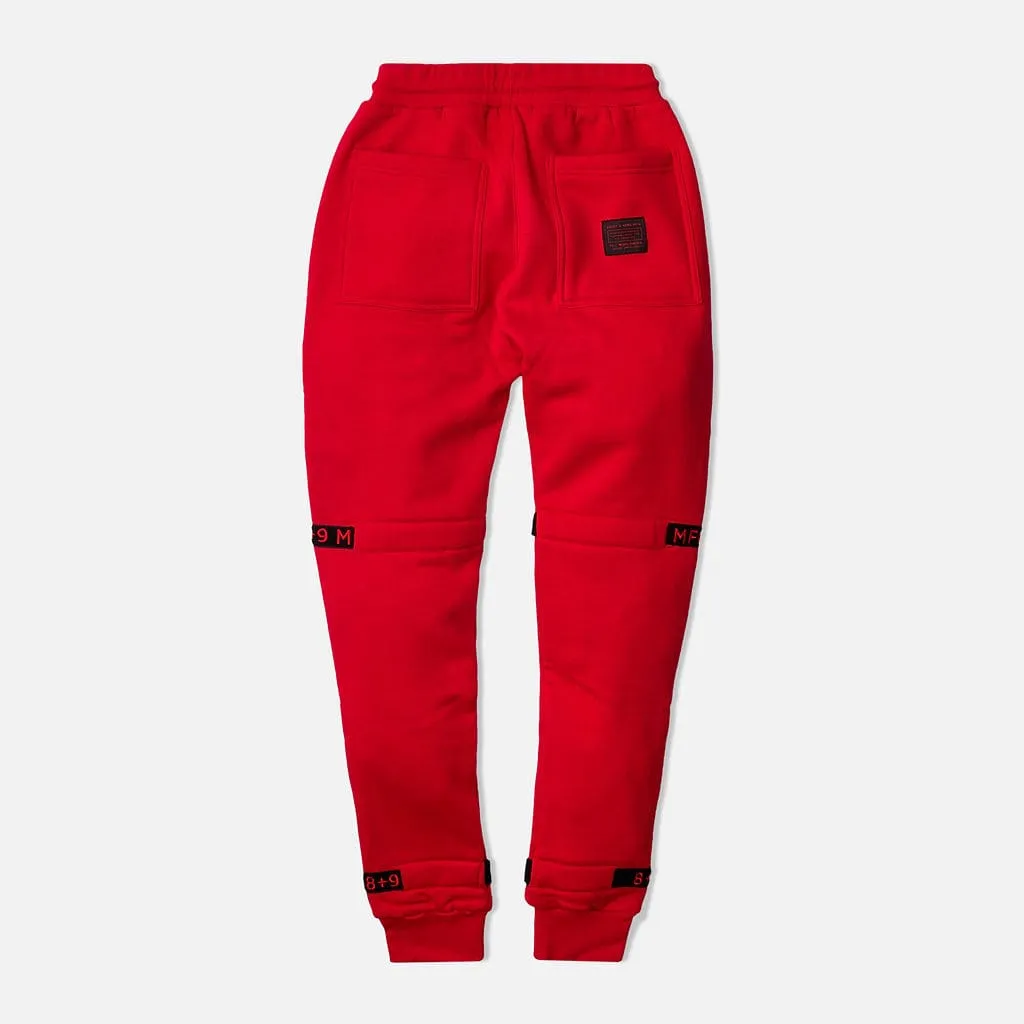 Strapped Up Slim Fleece Sweatpants Red