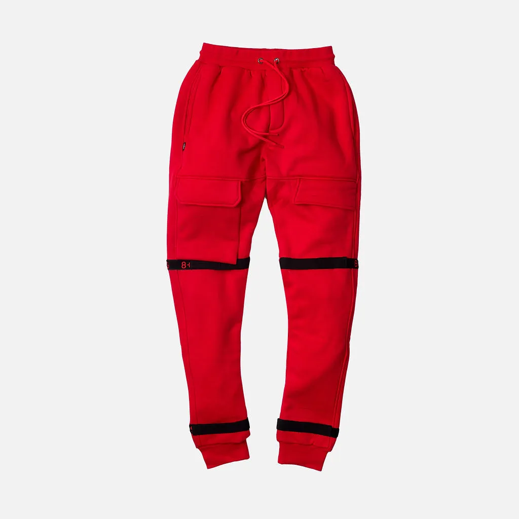 Strapped Up Slim Fleece Sweatpants Red