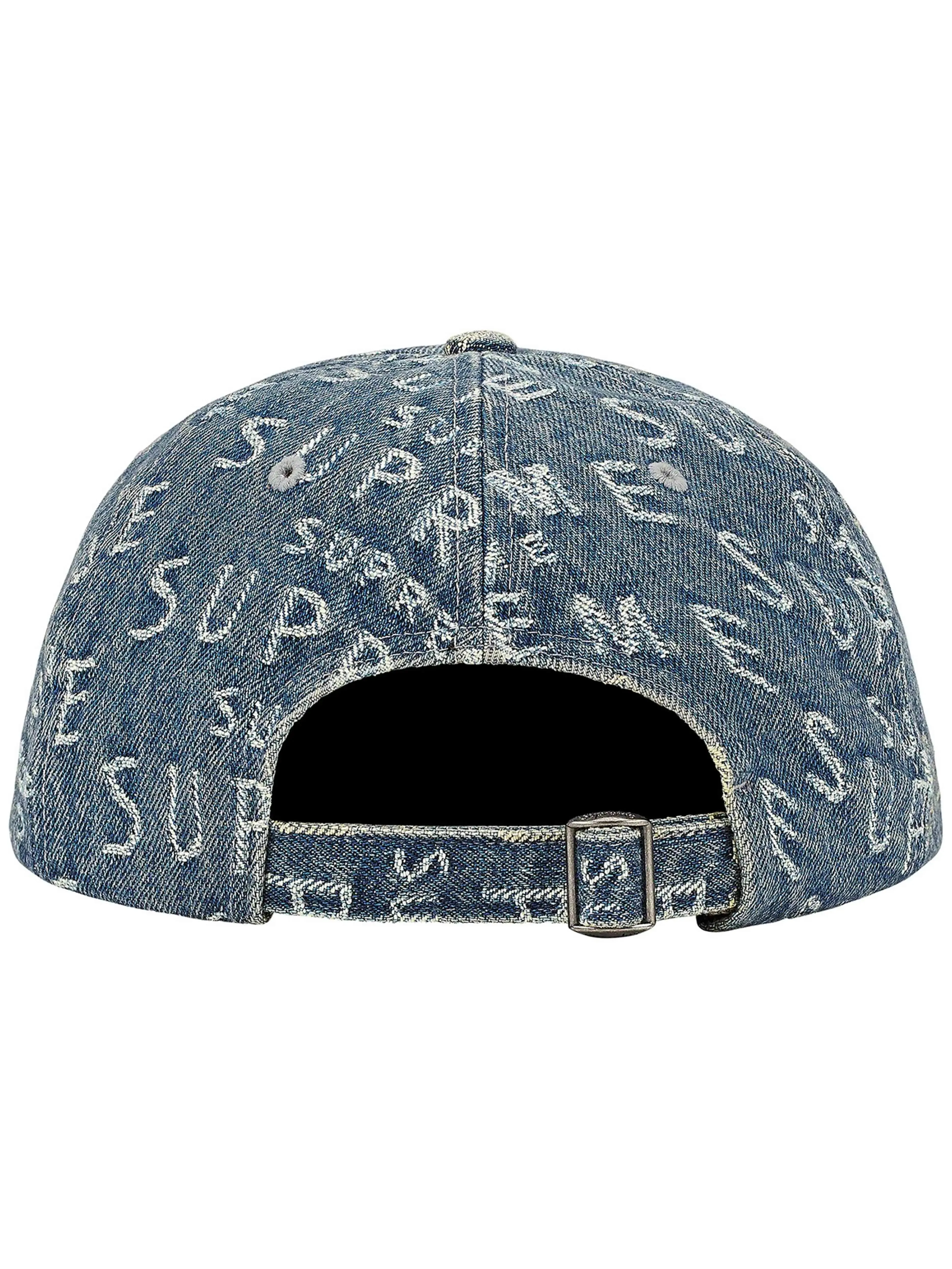 Supreme Warp Jacquard Logos Denim 6 Panel Cap Blue [SS21]