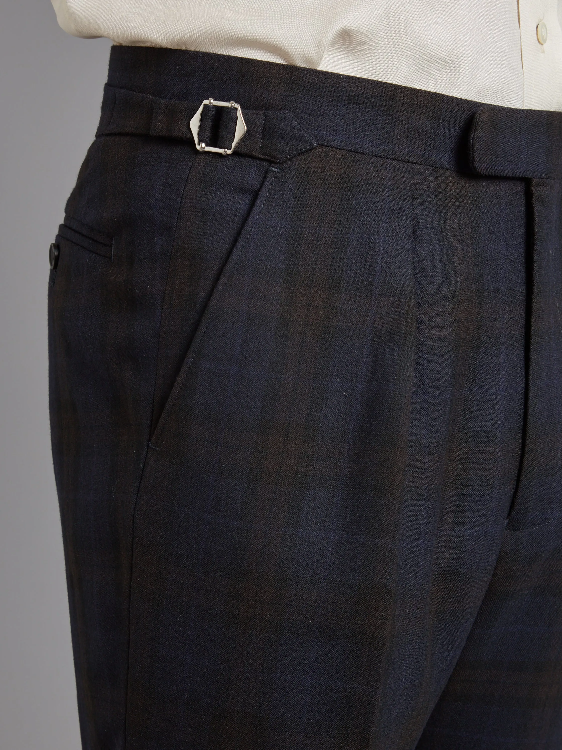 Tartan Pants - Navy Brown