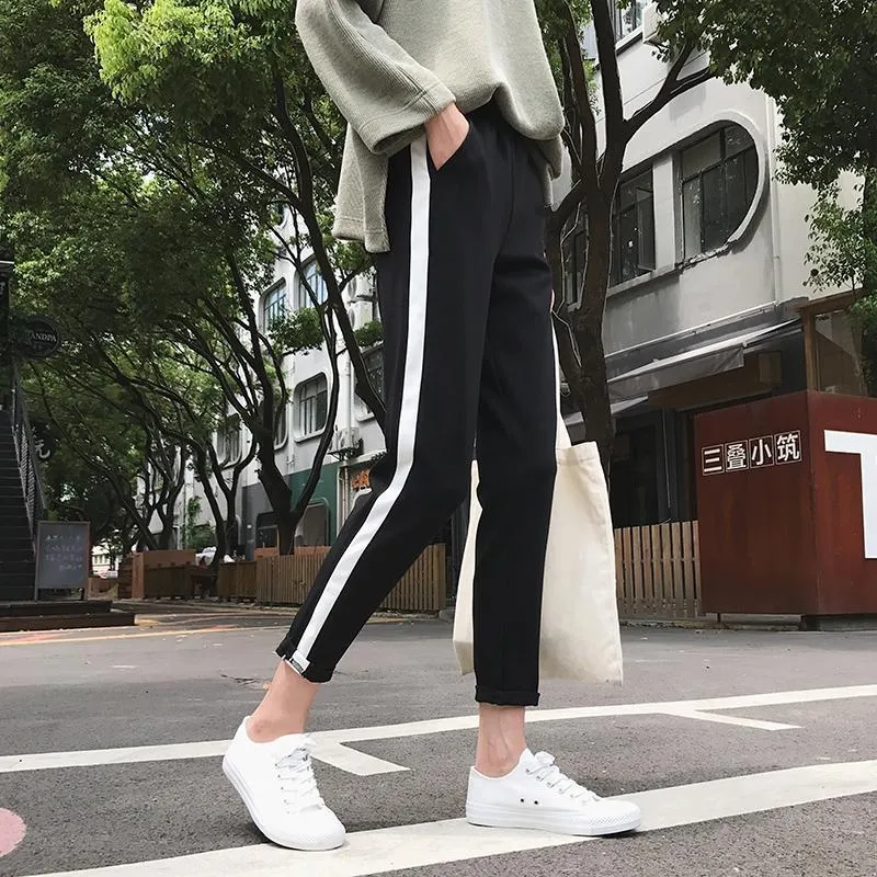 Trendy Sportish Side Glitters Lines Oversized Pants