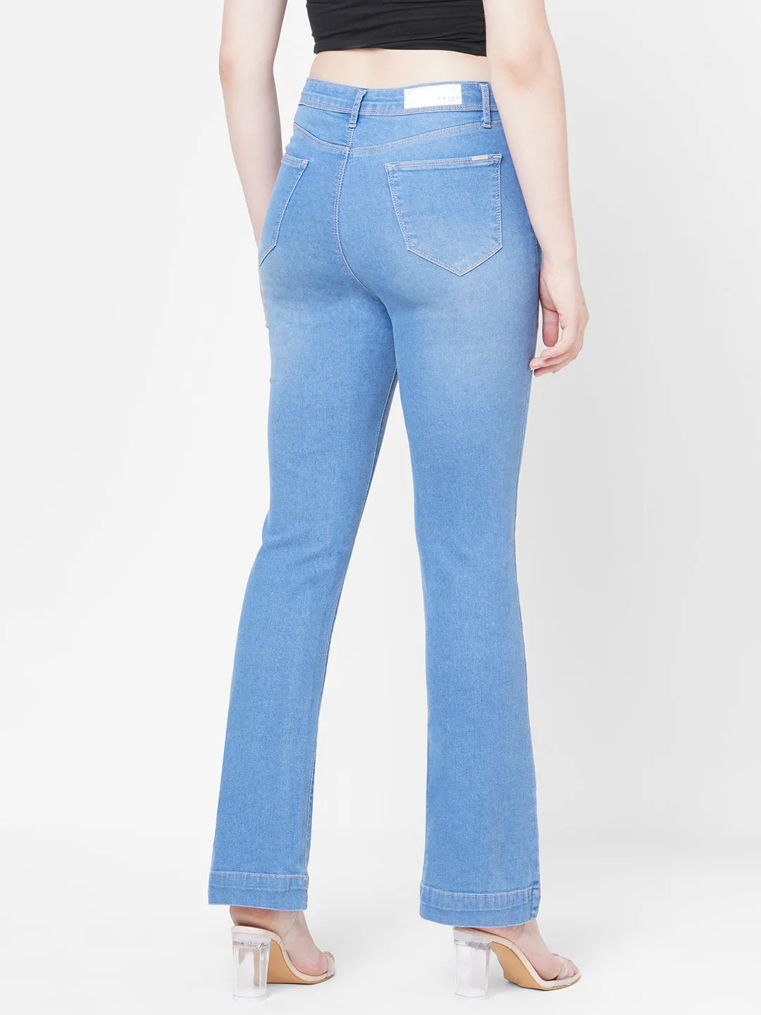 Women High-Rise Mini Flare Jeans