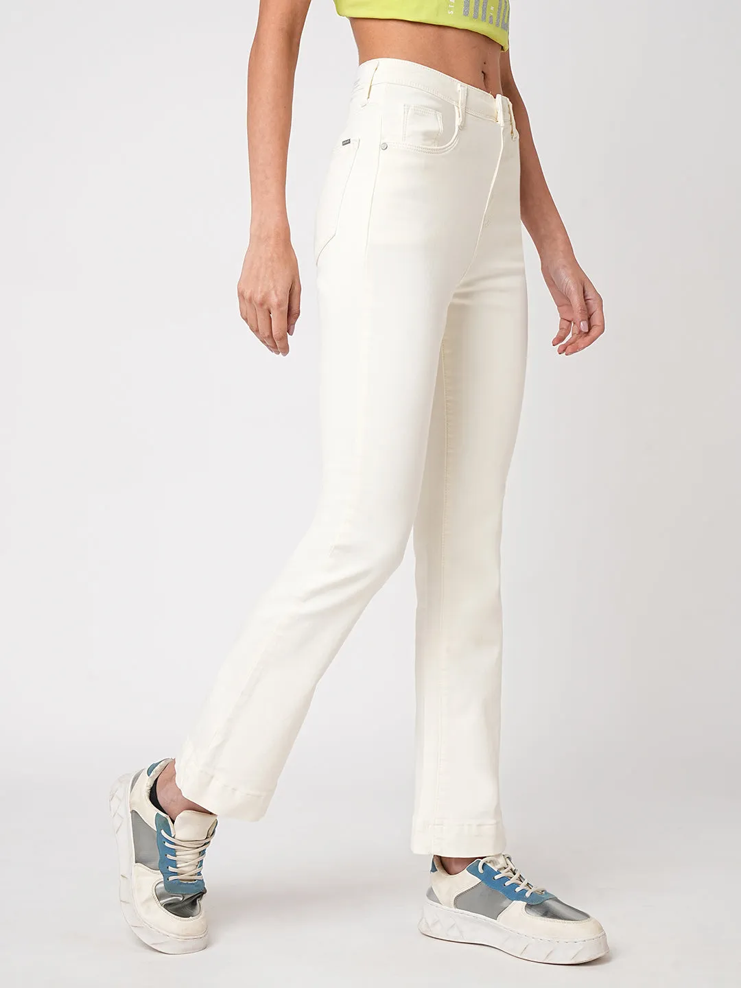 Women High-Rise Mini Wide Flare Jeans