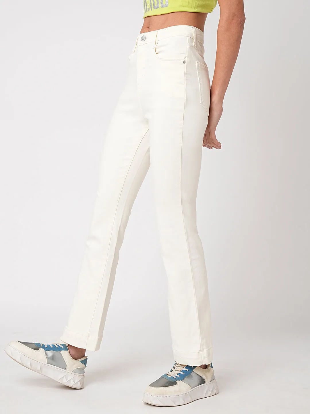 Women High-Rise Mini Wide Flare Jeans