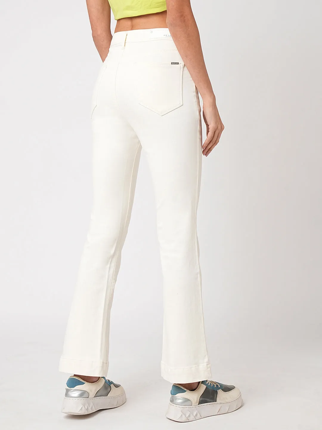 Women High-Rise Mini Wide Flare Jeans