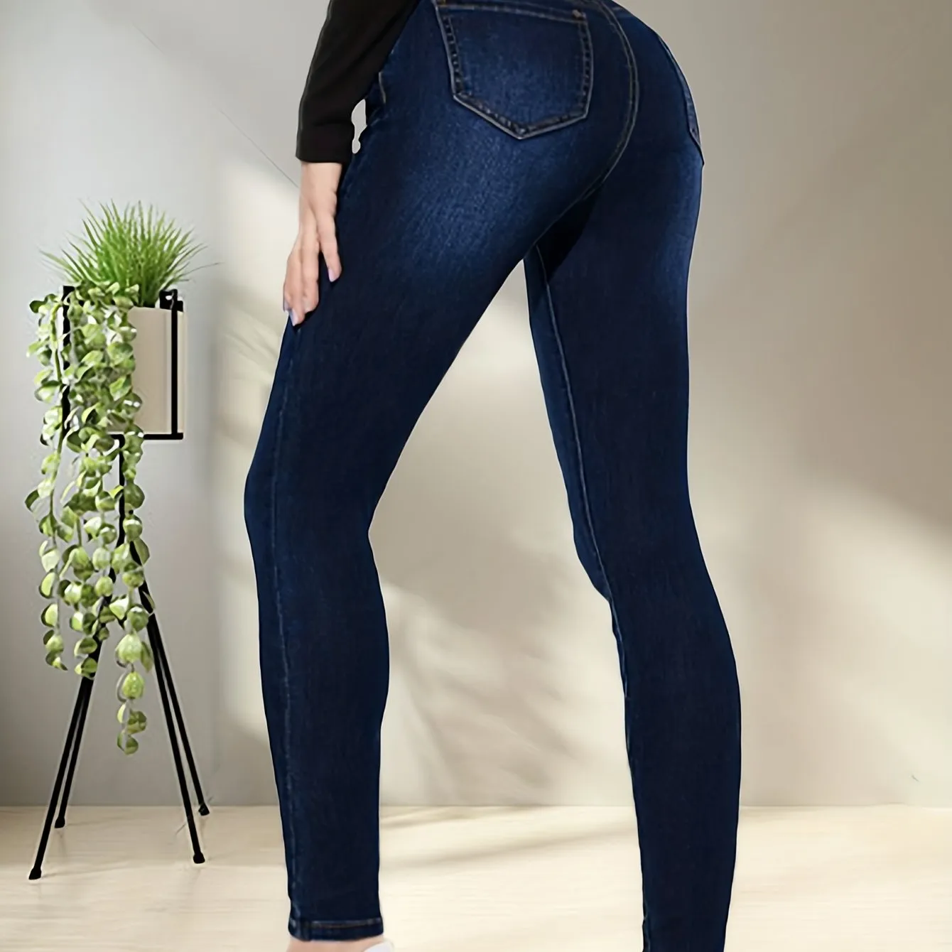 Womens Blue Skinny Jeans Stretchy Slim Fit Casual Denim