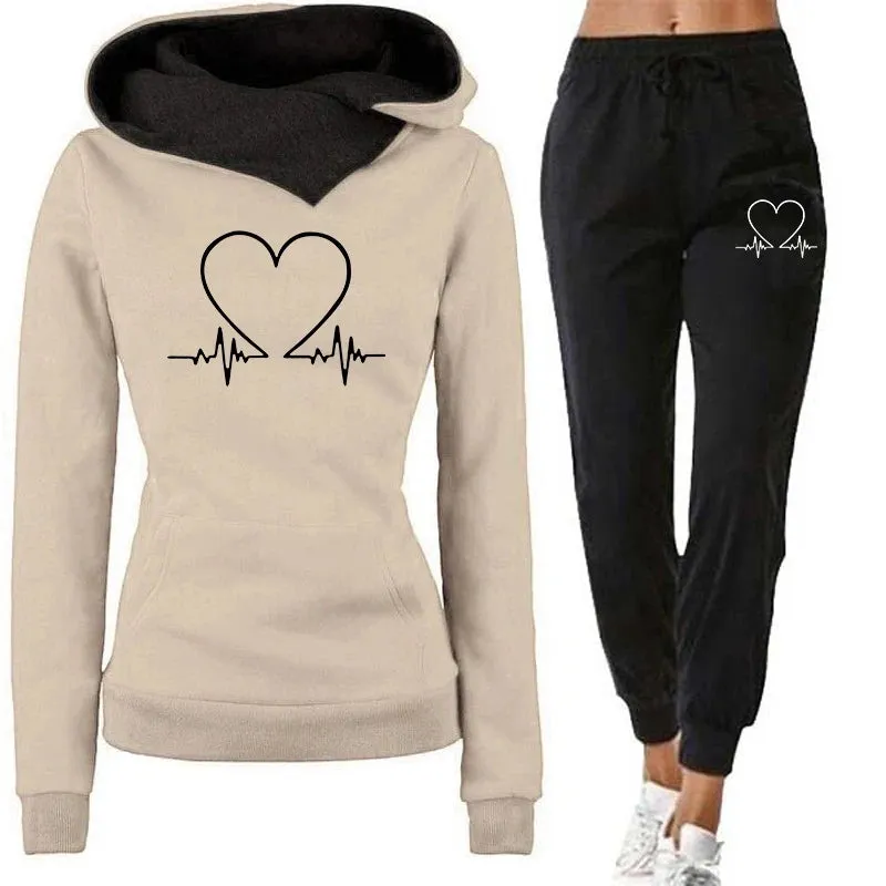 Womens Tracksuit Autumn Winter Warm Hooded Sweatshirts Female Jogging Sweatpants Fashion Versatile Woman Clothing Sports Outfits